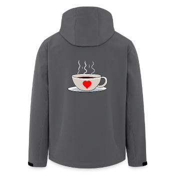 Tasse Herz Frühaufsteher Morgens Kaffee - Recycelte Männer Softshell-Jacke von Stanley/Stella - Anthrazit - Hinten - AI Model Male 185 light (185cm)