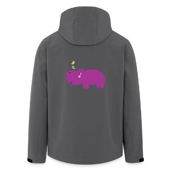 Nilpferd mit Vogelbande auf der Nase - niedlich - Recycelte Männer Softshell-Jacke von Stanley/Stella - Anthrazit - Hinten - AI Model Male 185 light (185cm)