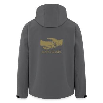 Hund und Herrchen, Beste Freunde Silhouette - Recycelte Männer Softshell-Jacke von Stanley/Stella - Anthrazit - Hinten - AI Model Male 185 light (185cm)