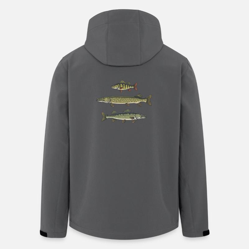 Barsch Hecht Zander Angeln Fischen - Recycelte Männer Softshell-Jacke von Stanley/Stella - Anthrazit