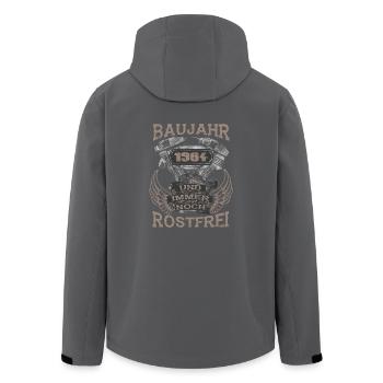 Baujahr und immer noch Rostfrei 1964 - Recycelte Männer Softshell-Jacke von Stanley/Stella - Anthrazit - Hinten - AI Model Male 185 light (185cm)