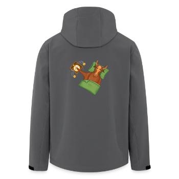 Stier | Text hinzufügen | Beispiele in der Beschreibung! - Recycelte Männer Softshell-Jacke von Stanley/Stella - Anthrazit - Hinten - AI Model Male 185 light (185cm)