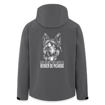 BERGER DE PICARDIE life is better Hundespruch Hund - Recycelte Männer Softshell-Jacke von Stanley/Stella - Anthrazit - Hinten - AI Model Male 185 light (185cm)