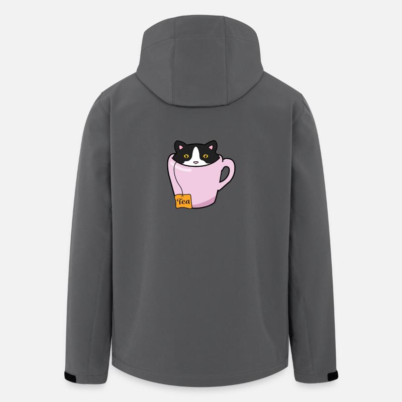 Chat de thé mignon - Veste softshell homme en polyester recyclé Stanley/Stella - charbon