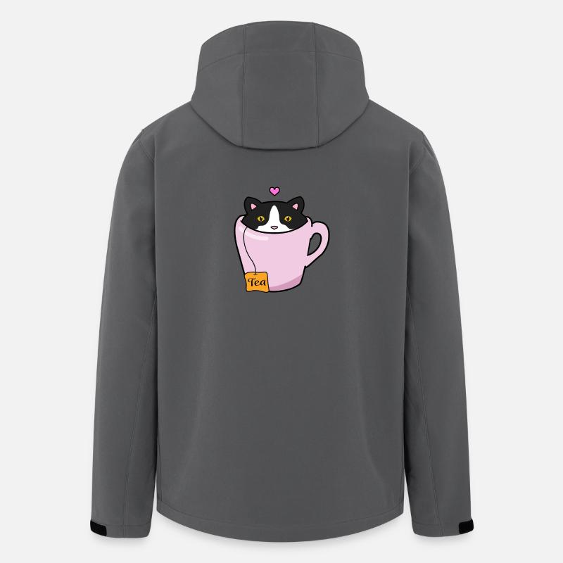 Schwarz-weiße Katze - Recycelte Männer Softshell-Jacke von Stanley/Stella - Anthrazit