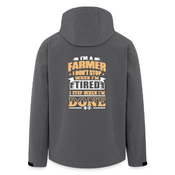Ich bin ein Farmer Shirt - Recycelte Männer Softshell-Jacke von Stanley/Stella - Anthrazit - Hinten - AI Model Male 185 light (185cm)
