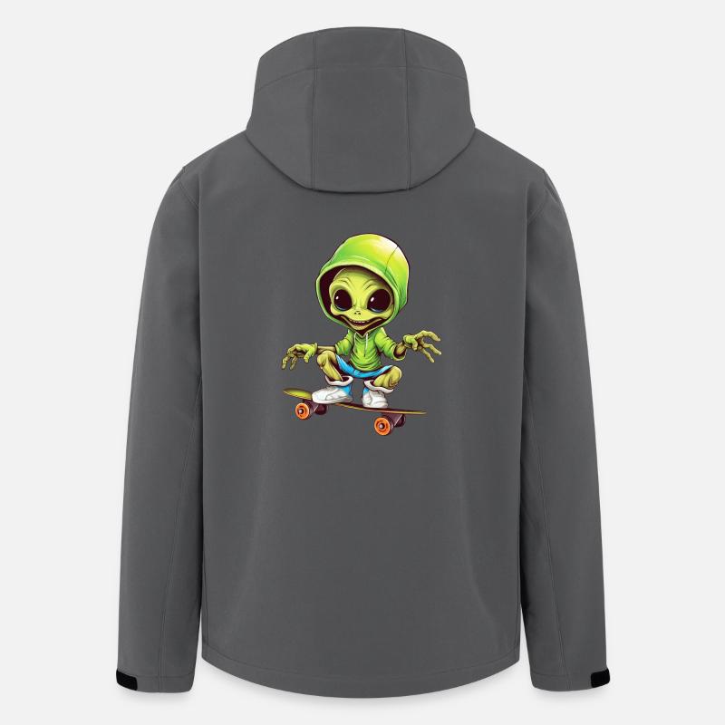 Alien sur le skateboard spatial - Veste softshell homme en polyester recyclé Stanley/Stella - charbon