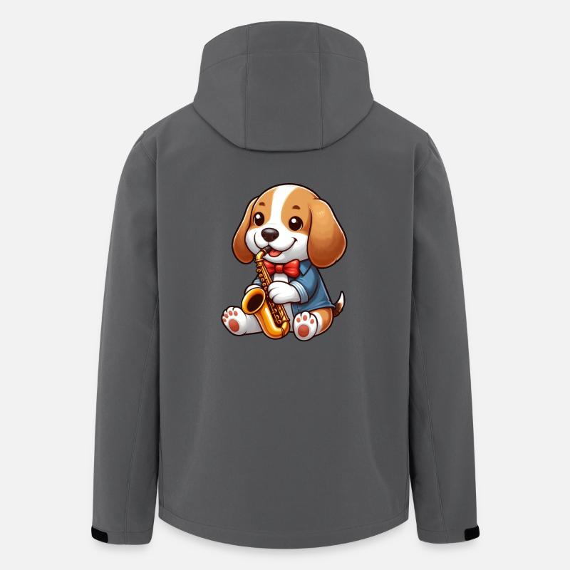 Beagle Saxophoniste Jazz Musique - Veste softshell homme en polyester recyclé Stanley/Stella - charbon