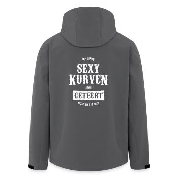 Motorrad - Ich liebe sexy Kurven geteert - Recycelte Männer Softshell-Jacke von Stanley/Stella - Anthrazit - Hinten - AI Model Male 185 light (185cm)