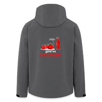 Tomate Ketchup Lustiges Tomayra Grafikdesign - Recycelte Männer Softshell-Jacke von Stanley/Stella - Anthrazit - Hinten - AI Model Male 185 light (185cm)