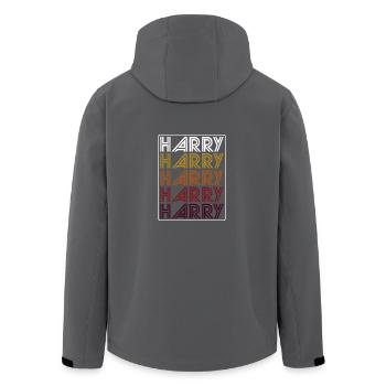Harry Retro Wordmark Pattern - Recycelte Männer Softshell-Jacke von Stanley/Stella - Anthrazit - Hinten - AI Model Male 185 light (185cm)