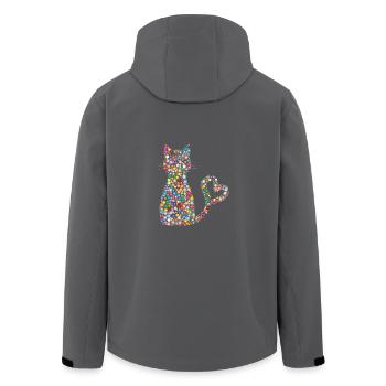 Kreis Muster Katze mit Herz Schwanz Schweif - Recycelte Männer Softshell-Jacke von Stanley/Stella - Anthrazit - Hinten - AI Model Male 185 light (185cm)