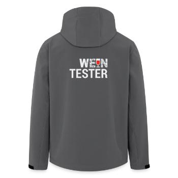 WEIN TESTER SHIRT - GESCHENK - Recycelte Männer Softshell-Jacke von Stanley/Stella - Anthrazit - Hinten - AI Model Male 185 light (185cm)