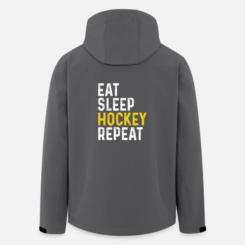Eat Sleep Hockey Repeat - Recycelte Männer Softshell-Jacke von Stanley/Stella - Anthrazit