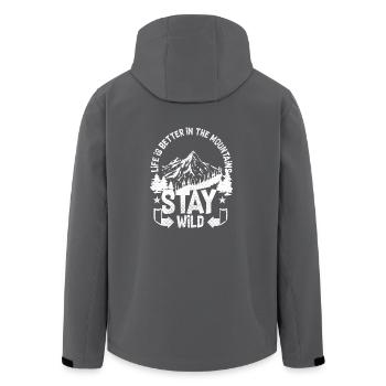 Bleib Wild Berge Wandern Klettern Geschenk Berg - Recycelte Männer Softshell-Jacke von Stanley/Stella - Anthrazit - Hinten - AI Model Male 185 light (185cm)