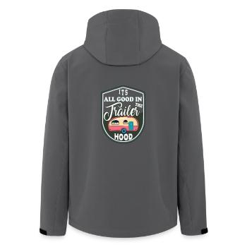 Alles Gut Auf Dem Campingplatz - Recycelte Männer Softshell-Jacke von Stanley/Stella - Anthrazit - Hinten - AI Model Male 185 light (185cm)