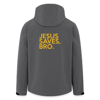 Jesus Saves Bro - Recycelte Männer Softshell-Jacke von Stanley/Stella - Anthrazit - Hinten - AI Model Male 185 light (185cm)
