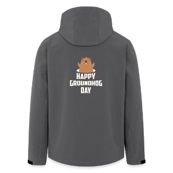 Glückliches Groundhog Day T-Shirt - Waldmurmeltier 1886 - Recycelte Männer Softshell-Jacke von Stanley/Stella - Anthrazit - Hinten - AI Model Male 185 light (185cm)