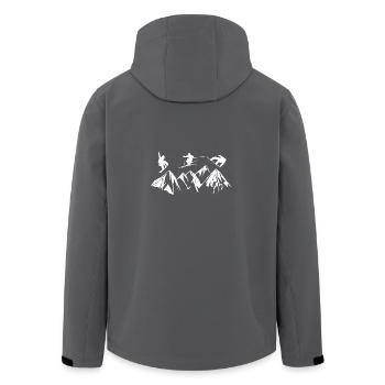 Skifahren, Skigebiet, Skiurlaub, Skilift, Skispri - Recycelte Männer Softshell-Jacke von Stanley/Stella - Anthrazit - Hinten - AI Model Male 185 light (185cm)