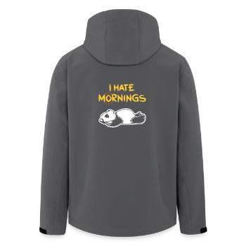 I Hate Mornings Funny Panda T-Shirt | Bear feeling - Men’s Recycled Softshell Jacket by Stanley/Stella - anthracite - Back - AI Model Male 185 light (185cm)