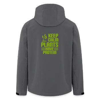 KEEP CALM - PLANTS HAVE PROTEIN - Vegan - Recycelte Männer Softshell-Jacke von Stanley/Stella - Anthrazit - Hinten - AI Model Male 185 light (185cm)