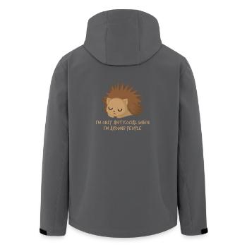 Igel - Antisozial - Introvert - Lustig - Sarkasmus - Recycelte Männer Softshell-Jacke von Stanley/Stella - Anthrazit - Hinten - AI Model Male 185 light (185cm)