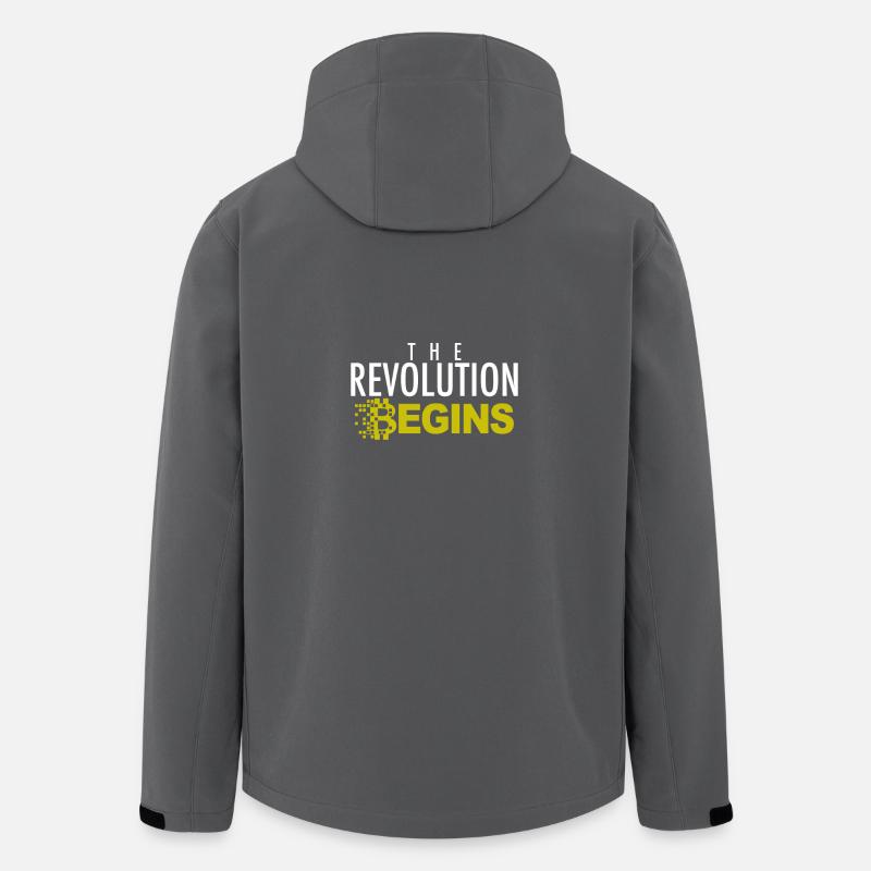 LA RÉVOLUTION COMMENCE - Bitcoin crypto-monnaie - Veste softshell homme en polyester recyclé Stanley/Stella - charbon