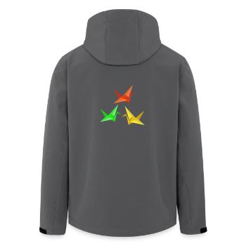 Japanisch Origami Papier Kranich - Recycelte Männer Softshell-Jacke von Stanley/Stella - Anthrazit - Hinten - AI Model Male 185 light (185cm)