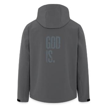 Gott ist. von JT4Christ - Recycelte Männer Softshell-Jacke von Stanley/Stella - Anthrazit - Hinten - AI Model Male 185 light (185cm)