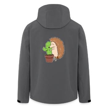 Kaktus Igel Stachel Tier Nadel Spitze Liebe Paar - Recycelte Männer Softshell-Jacke von Stanley/Stella - Anthrazit - Hinten - AI Model Male 185 light (185cm)