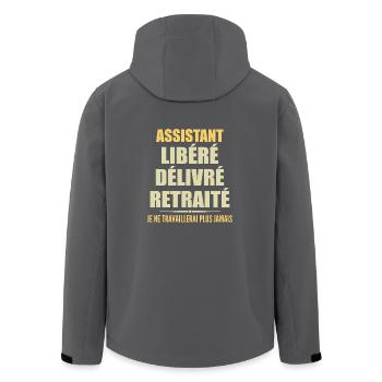 Assistent feiert Ruhestand mit humorvollem Geschenk - Recycelte Männer Softshell-Jacke von Stanley/Stella - Anthrazit - Hinten - AI Model Male 185 light (185cm)