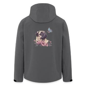 Mops und Schmetterling - Recycelte Männer Softshell-Jacke von Stanley/Stella - Anthrazit - Hinten - AI Model Male 185 light (185cm)