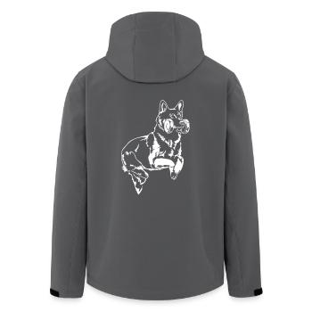 DEUTSCHER SCHÄFERHUND im Sprung Wilsigns - Recycelte Männer Softshell-Jacke von Stanley/Stella - Anthrazit - Hinten - AI Model Male 185 light (185cm)