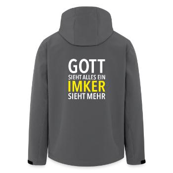 ´T-Shirt Geschenk - Imker Gott sieht alles - Recycelte Männer Softshell-Jacke von Stanley/Stella - Anthrazit - Hinten - AI Model Male 185 light (185cm)