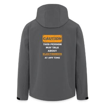 CAUTION WARNUNG TALK ABOUT HOBBY Electronics - Recycelte Männer Softshell-Jacke von Stanley/Stella - Anthrazit - Hinten - AI Model Male 185 light (185cm)