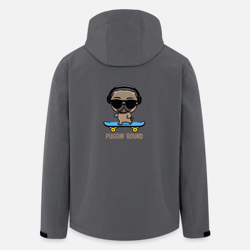 Pug on Skateboard Pugging Around - Men’s Recycled Softshell Jacket by Stanley/Stella - anthracite