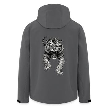 Tiger Skizze Zeichnung Schwarz Weiß Raubtier wild - Recycelte Männer Softshell-Jacke von Stanley/Stella - Anthrazit - Hinten - AI Model Male 185 light (185cm)