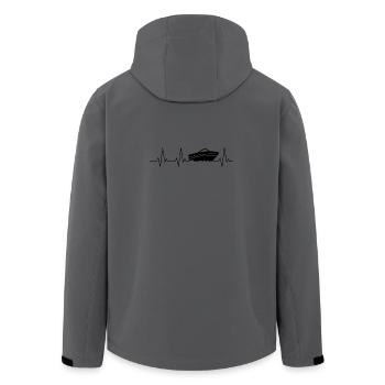 Heartbeat Motorboat Boat - Men’s Recycled Softshell Jacket by Stanley/Stella - anthracite - Back - AI Model Male 185 light (185cm)