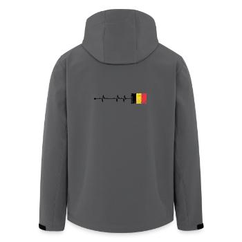 Belgien Flagge Herzschlag - Recycelte Männer Softshell-Jacke von Stanley/Stella - Anthrazit - Hinten - AI Model Male 185 light (185cm)