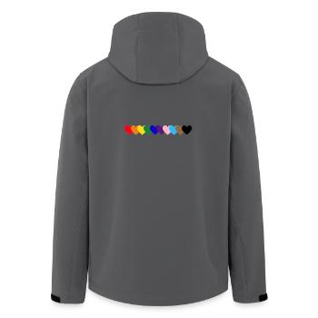 Regenbogen_Herzen_Pride - Men’s Recycled Softshell Jacket by Stanley/Stella - anthracite - Back - AI Model Male 185 light (185cm)