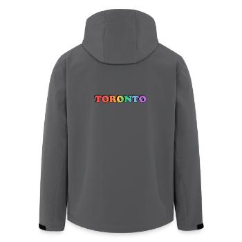 Toronto LGBTQ Rainbow - Men’s Recycled Softshell Jacket by Stanley/Stella - anthracite - Back - AI Model Male 185 light (185cm)