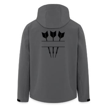 Drei Darts einfarbig mit Textzeile. - Recycelte Männer Softshell-Jacke von Stanley/Stella - Anthrazit - Hinten - AI Model Male 185 light (185cm)