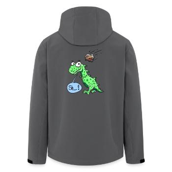 Dino mit Meteorit - Recycelte Männer Softshell-Jacke von Stanley/Stella - Anthrazit - Hinten - AI Model Male 185 light (185cm)