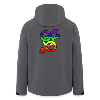 Gender bisexual 1 logo with rainbow - Men’s Recycled Softshell Jacket by Stanley/Stella - anthracite - Back - AI Model Male 185 light (185cm)