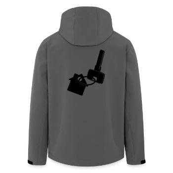 Key with house key to ring logo - Men’s Recycled Softshell Jacket by Stanley/Stella - anthracite - Back - AI Model Male 185 light (185cm)