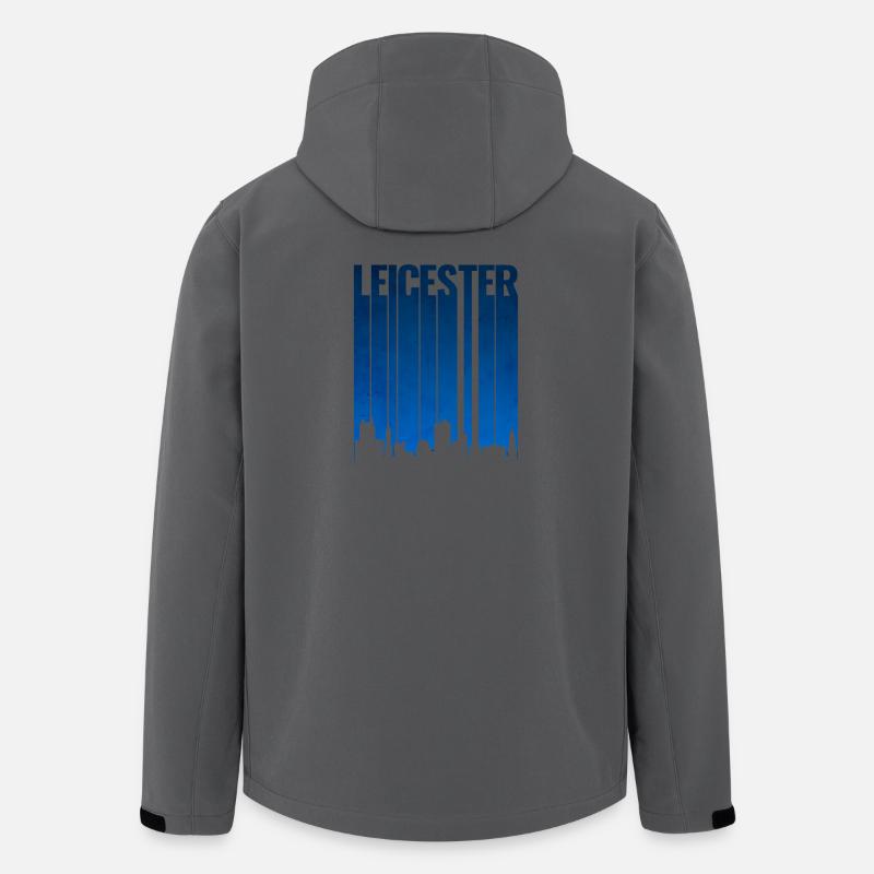 Leicester Skyline Blau - Recycelte Männer Softshell-Jacke von Stanley/Stella - Anthrazit