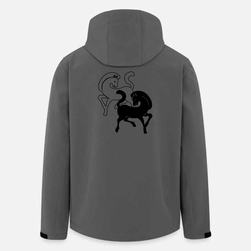 Zwei Pferde schwarz und weiß - Recycelte Männer Softshell-Jacke von Stanley/Stella - Anthrazit