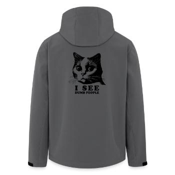 Cat Humor | I See Dumb People - Men’s Recycled Softshell Jacket by Stanley/Stella - anthracite - Back - AI Model Male 185 light (185cm)