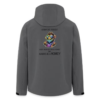 Always Be a Monkey - Men’s Recycled Softshell Jacket by Stanley/Stella - anthracite - Back - AI Model Male 185 light (185cm)