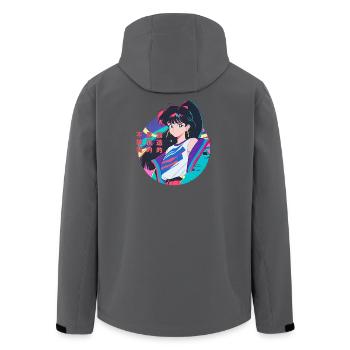 Anime Girl avec 80s Windbreaker, Anime Aesthetics - Veste softshell homme en polyester recyclé Stanley/Stella - charbon - Dos - AI Model Male 185 light (185cm)